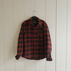 JACHS New York Fully Lined Wool Blend Shirt Jacket Checkered MEDIUM Oran…